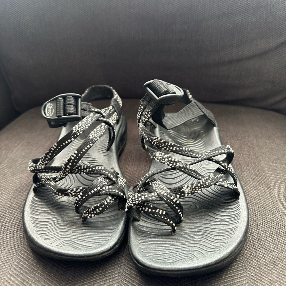 Chaco Black and White Strappy Sandals